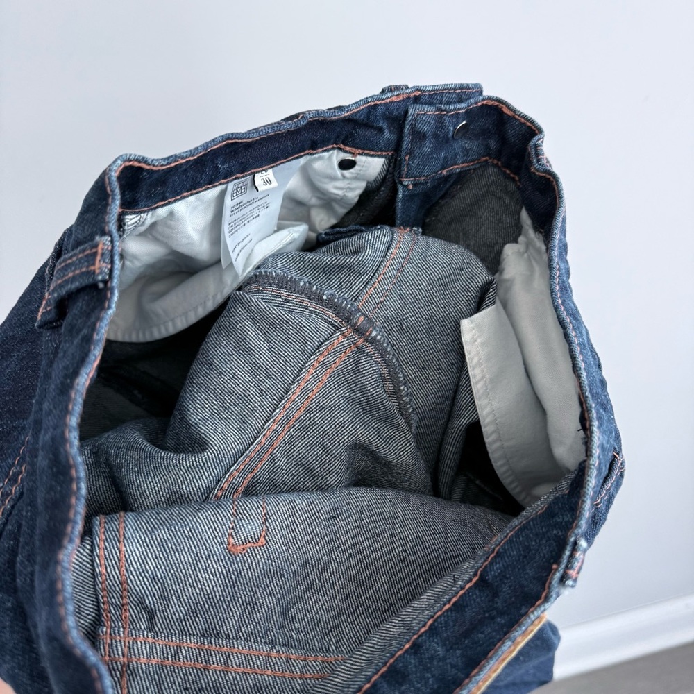 Totême Barrel Leg Jeans Raw Blue Wash 26 Organic Cotton High Rise Made in Italy - Picture 11 of 16